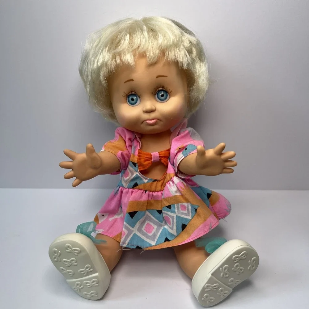 Vintage 1990 Galoob Baby Face So Sorry Sarah #6 Blue Eyes Heidi Dress